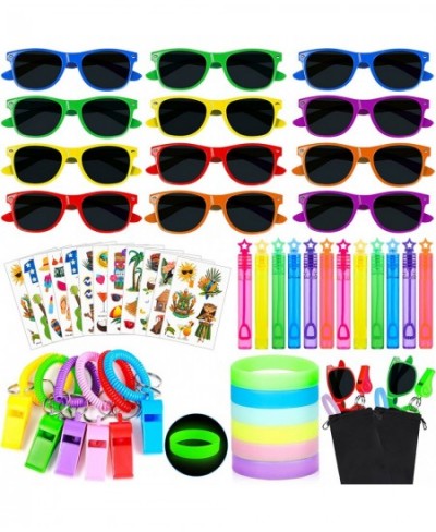 72Pcs Beach Pool Party Favors Kids Sunglasses Bulk Bags Mini Bubble Wand Luminous Silicone Bracelet Hawaiian Tattoo Sticker W...