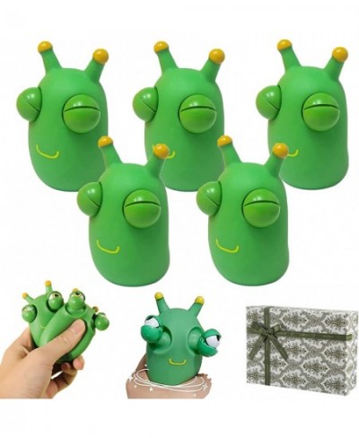 Funny Grass Worm Pinch Toy Green Eye Bouncing Worm Squeeze Toy Portable Squeeze Sensory Toys Relieve Anxiety and Relax (5Pcs)...