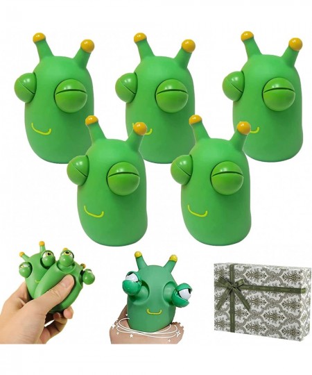 Funny Grass Worm Pinch Toy Green Eye Bouncing Worm Squeeze Toy Portable Squeeze Sensory Toys Relieve Anxiety and Relax (5Pcs)...