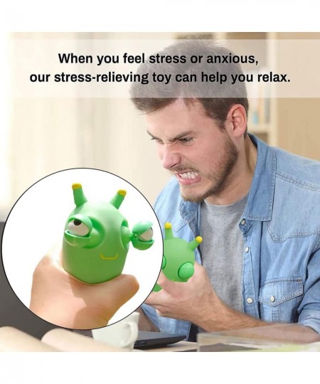 Funny Grass Worm Pinch Toy Green Eye Bouncing Worm Squeeze Toy Portable Squeeze Sensory Toys Relieve Anxiety and Relax (5Pcs)...