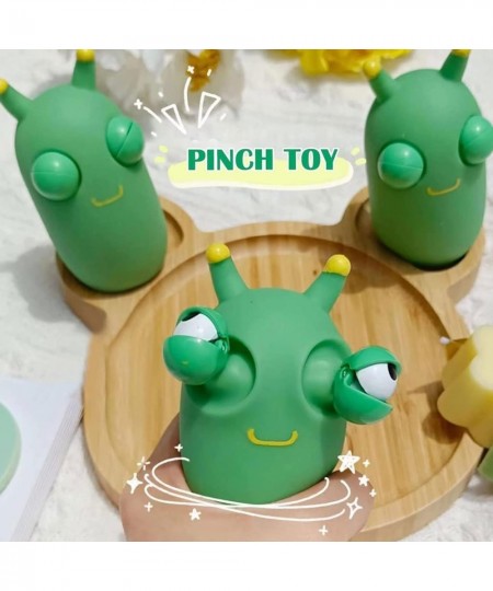 Funny Grass Worm Pinch Toy Green Eye Bouncing Worm Squeeze Toy Portable Squeeze Sensory Toys Relieve Anxiety and Relax (5Pcs)...