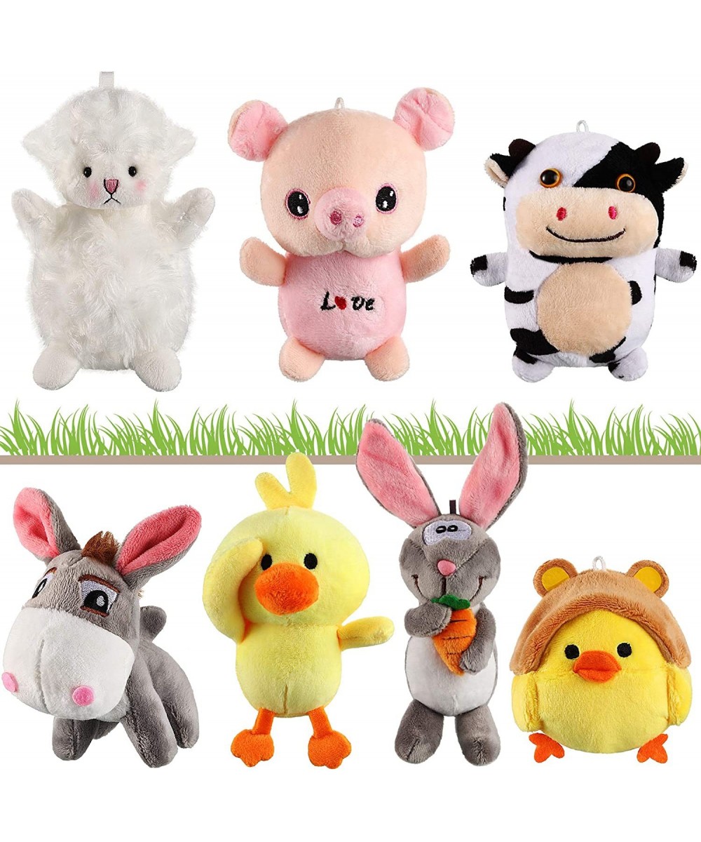 7 Pieces Mini Plush Farm Animals Toys Furry Stuffed Farm Animals Cute Pig Horse Cow Sheep Duck Plush Animal Keychain Decorati...