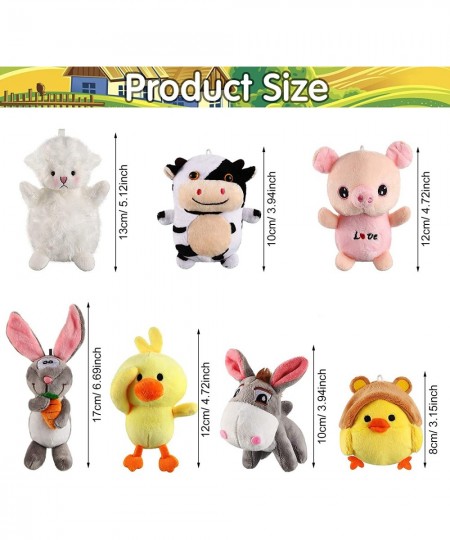 7 Pieces Mini Plush Farm Animals Toys Furry Stuffed Farm Animals Cute Pig Horse Cow Sheep Duck Plush Animal Keychain Decorati...