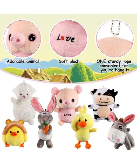 7 Pieces Mini Plush Farm Animals Toys Furry Stuffed Farm Animals Cute Pig Horse Cow Sheep Duck Plush Animal Keychain Decorati...