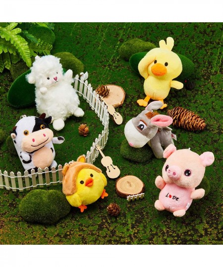 7 Pieces Mini Plush Farm Animals Toys Furry Stuffed Farm Animals Cute Pig Horse Cow Sheep Duck Plush Animal Keychain Decorati...