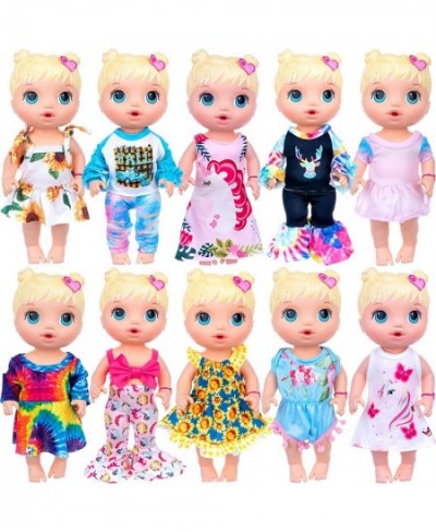 10Pcs Alive Doll Baby Doll Clothes and Accessories - Including Dresses T-Shirts Pants Jumpsuit Bell-Bottomed Pants for Kids G...