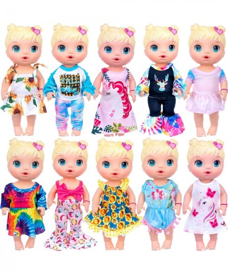 10Pcs Alive Doll Baby Doll Clothes and Accessories - Including Dresses T-Shirts Pants Jumpsuit Bell-Bottomed Pants for Kids G...