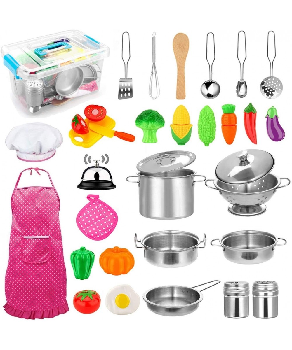 30pcs Kids Kitchen Pretend Play Toys Toy Kitchen Set with Stainless Steel Cooking Utensils Cookware Pots and Pans Set Healthy...