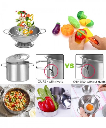 30pcs Kids Kitchen Pretend Play Toys Toy Kitchen Set with Stainless Steel Cooking Utensils Cookware Pots and Pans Set Healthy...