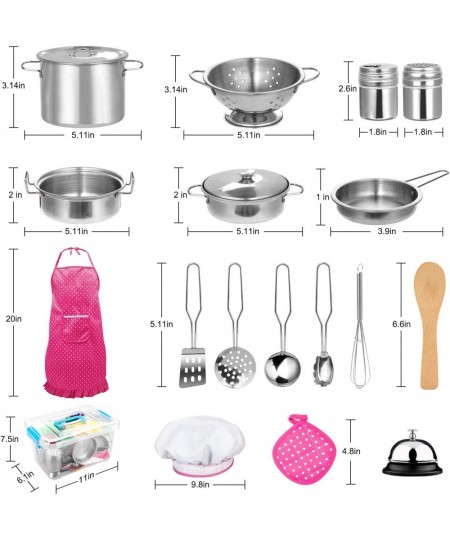 30pcs Kids Kitchen Pretend Play Toys Toy Kitchen Set with Stainless Steel Cooking Utensils Cookware Pots and Pans Set Healthy...