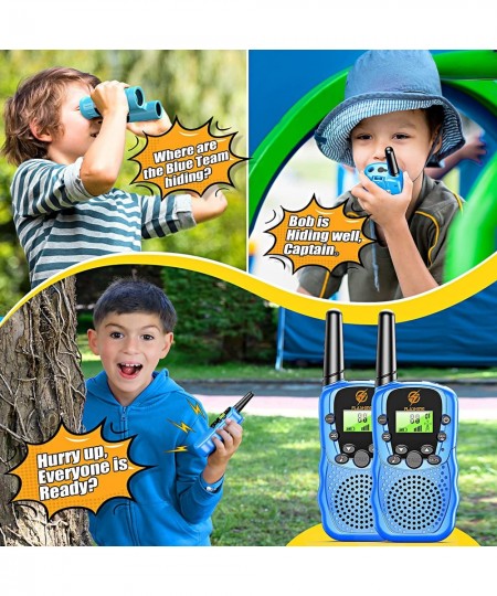 Walkie Talkies for Kids 2 Pack: Long Range Kids Blue Walkie Talkies for Boys 4-12 Birthday Gifts Toys for 3 4 5 6 7 8 9 Year ...