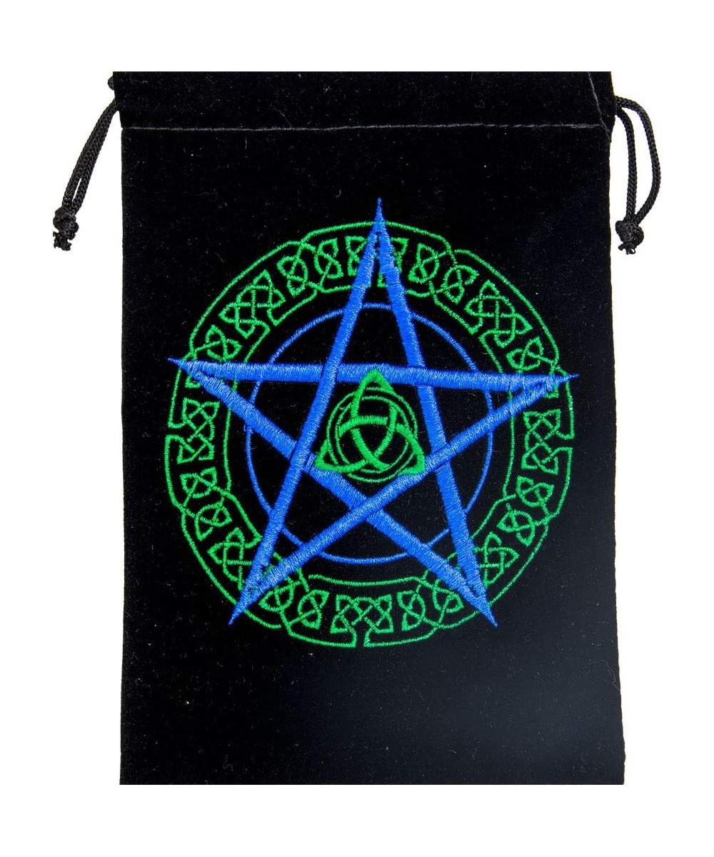 5x7 Unlined Velvet Bag with Embroidered Celtic Pentacle Design Tarot Card Bag $14.99 - Fortune Telling Toys