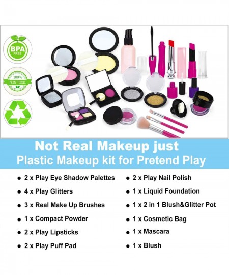 Pretend Makeup Kit for Girls Kids Pretend Play Makeup Set - with Cosmetic Bag for Birthday Christmas Toy Makeup Set for Toddl...