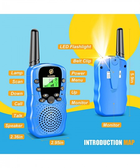 Walkie Talkies for Kids 2 Pack: Long Range Kids Blue Walkie Talkies for Boys 4-12 Birthday Gifts Toys for 3 4 5 6 7 8 9 Year ...