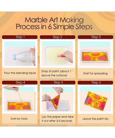 Marble Painting Kit for Kids - Arts and Crafts Paint On Water Set - Water Marbling Paint Kit Ideal Gifts for Girls & Boys Age...