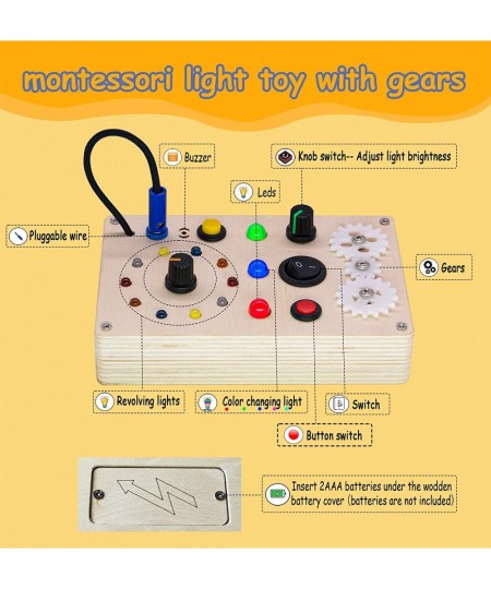 Toddler Busy Board Montessori Toys Light Up Switch Board Baby Travel Toy Wooden Sensory Toys Preschool Educational Learning L...