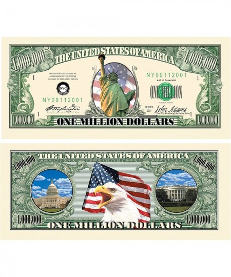 Pack of 50 - Million Dollar Bill Notes - Full Color Statue of Liberty Novelty Collectible Dollar Bills $27.10 - Gags & Practi...