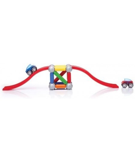 Stunt Cars (Basic Stunt) STEM Magnetic Discovery Building Set with Moving Vehicles Featuring Safe Extra-Strong Oversized Buil...