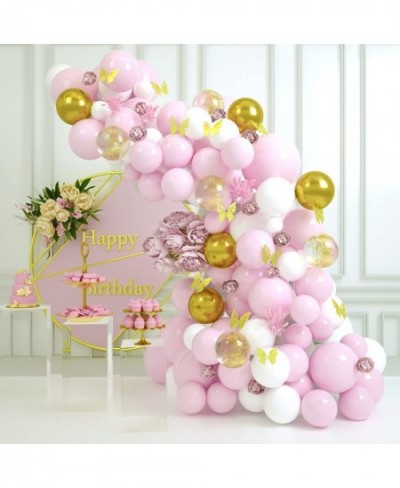 Pink Balloon Garland Kit -122pcs Pink And Gold Balloons With Gold Butterfly Pink And Gold Balloons Pink And White Balloons Fo...