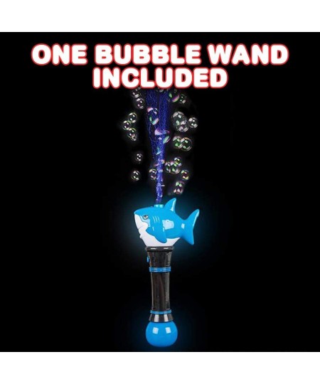 Light Up Shark Bubble Blower Wand 11.5 Inch Illuminating Bubble Blower Wand with Thrilling LED Effect Bubble Fluid and Batter...