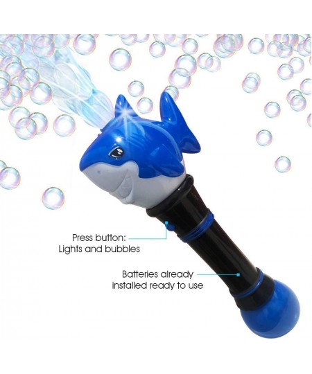 Light Up Shark Bubble Blower Wand 11.5 Inch Illuminating Bubble Blower Wand with Thrilling LED Effect Bubble Fluid and Batter...