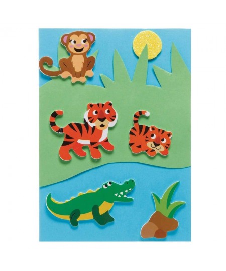 FE227 Jungle Animal Foam Stickers - Pack of 200 Kids Stickers Ideal for Children's Arts and Crafts Projects Great for Card Ma...