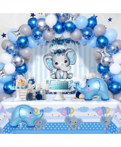 Elephant Baby Shower Decorations for Boy Blue Elephant Balloon Garland Kit It's a Boy Backdrop Tablecloth Elephant Foil Ballo...