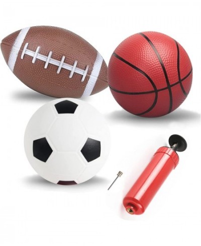 Soccer Basketball Football Small Sports Bouncy Balls with Hand Pump for Kids and Toddlers - (Pack of 3) 6-Inch Diameter Rubbe...