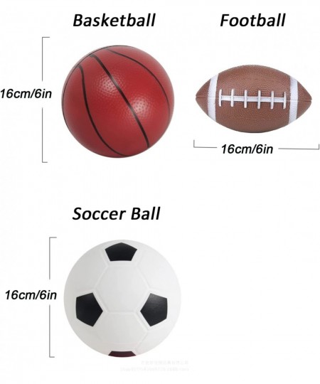 Soccer Basketball Football Small Sports Bouncy Balls with Hand Pump for Kids and Toddlers - (Pack of 3) 6-Inch Diameter Rubbe...