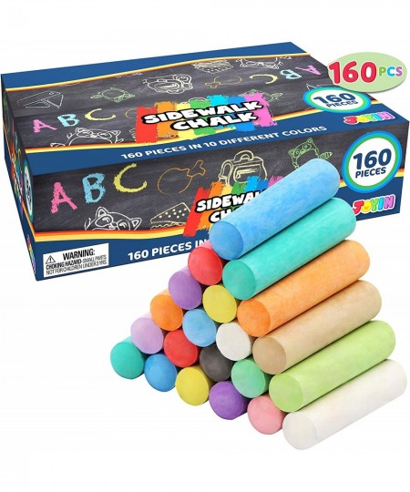 160 PCS Washable Sidewalk Chalks Set Non-Toxic Jumbo Chalk for Outdoor Art Play Painting on Chalkboard Blackboard and Playgro...