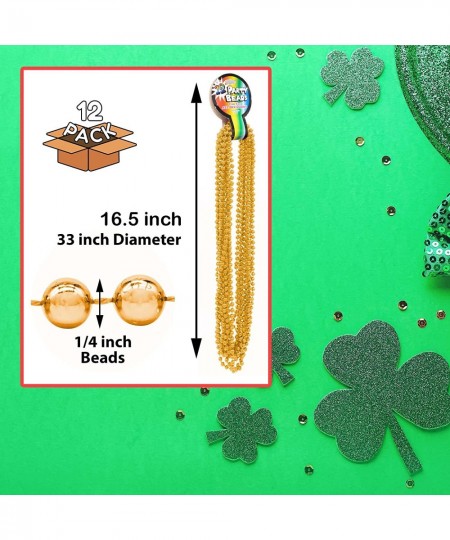 12 Pack - Gold Bead 33” inch Necklaces | Bulk Party Favors for Kids & Adults Mardi Gras and St. Patrick’s Day Party Supplies....