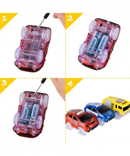 Track Cars Replacement Only Light Up Toy Cars with 5 Flashing LED Lights Toys Racing Car Track Accessories Compatible with Ma...