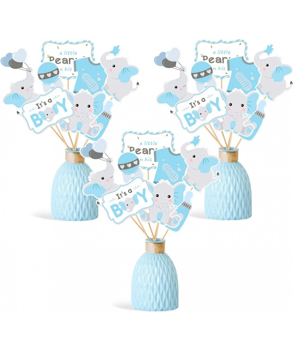 Blue Elephant Centerpiece Sticks DIY Baby Boy It's A Boy Table Decorations Blue Little Peanut Cutouts for Blue Elephant Theme...