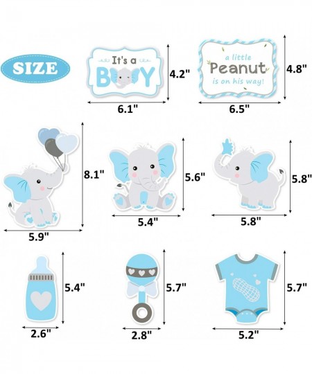 Blue Elephant Centerpiece Sticks DIY Baby Boy It's A Boy Table Decorations Blue Little Peanut Cutouts for Blue Elephant Theme...