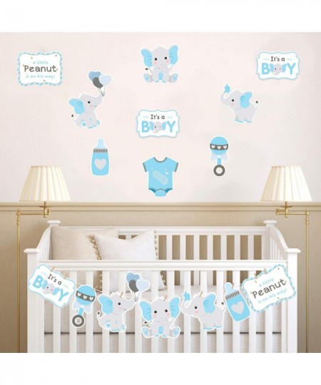 Blue Elephant Centerpiece Sticks DIY Baby Boy It's A Boy Table Decorations Blue Little Peanut Cutouts for Blue Elephant Theme...