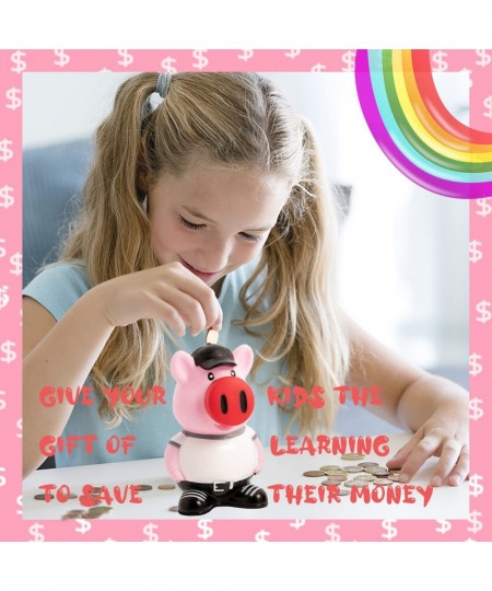 Unbreakable Plastic Piggy Bank for Kids Boys Girls Money Bank Shatterproof for Children Toy Gifts Savings Jar (Pink Naughty P...