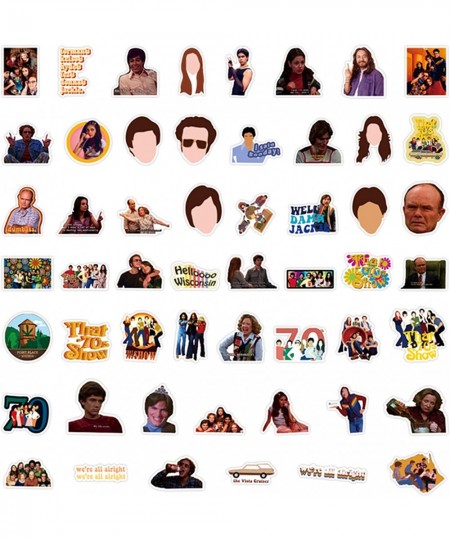 That '70s Show Stickers 50pcs FUUNY TV Water Bottles Laptop Stickers Aesthetic Waterproof Trendy Stickers for Skateboard Guit...