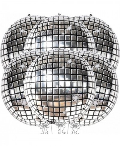 Big Silver Disco Ball Balloons - Pack of 6 Disco Party Decorations | 4D Sphere Disco Balloons for Last Disco Bachelorette Par...