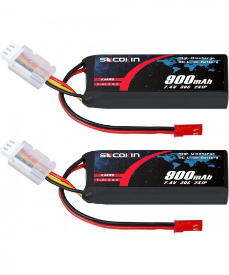 2S Lipo Battery 900mAh 30C with JST Plug Soft Pack for RC Car Truck Boat RC Models X-Vert Quadcopter Helicopter Drone FPV 2.7...