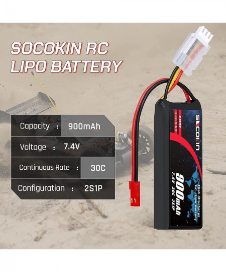 2S Lipo Battery 900mAh 30C with JST Plug Soft Pack for RC Car Truck Boat RC Models X-Vert Quadcopter Helicopter Drone FPV 2.7...