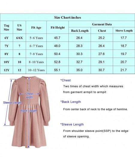 Girls Sweater Dresses Cute Long Sleeve Fall Winter Knit Dress $51.16 - Kids' Costumes