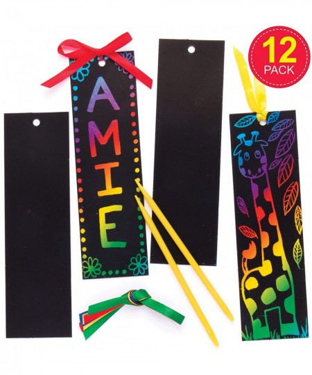 EK3093 Scratch Art Bookmarks - Pack of 12 Perfect for Children to Design and Decorate Black $15.39 - Kids' Drawing & Writing ...