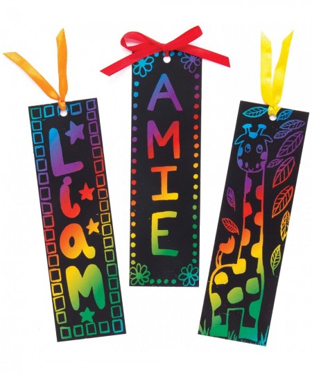 EK3093 Scratch Art Bookmarks - Pack of 12 Perfect for Children to Design and Decorate Black $15.39 - Kids' Drawing & Writing ...