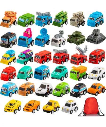 34 Pcs Pull Back Cars Mini Assorted Construction Vehicles Transportation Truck Vehicles Toys Small Toy Cars Set with Red Draw...