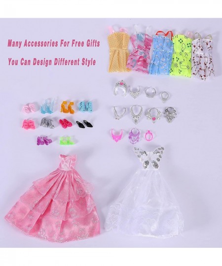 Fashion Doll Family Dolls Set 4 People with Dad Mom Daughter and Son 28 pcs Accessories Different Dress Wedding Dress Shoes N...