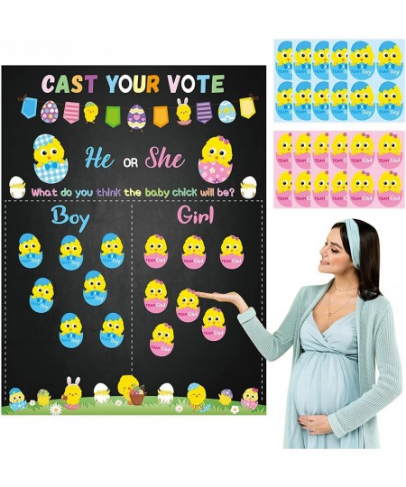 Easter Baby Chick Gender Reveal Party Games for Guests Cast Your Vote He or She Gender Reveal Poster with Team Boy or Team Gi...