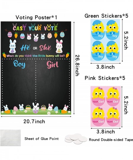 Easter Baby Chick Gender Reveal Party Games for Guests Cast Your Vote He or She Gender Reveal Poster with Team Boy or Team Gi...