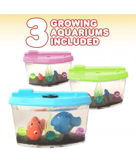 3 Inch Growing Aquarium Toy for Kids - Set of 3 - Fish Grow 5X Bigger in Water - Fun Expanding Animals - Best Gift Idea Birth...