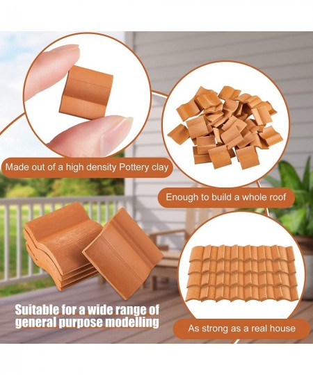 Roof Tiles Model Building Set Miniature Tiles Roof Tiles Dollhouse Shingles Fake Tiles Model Landscape Accessories for DIY Ki...