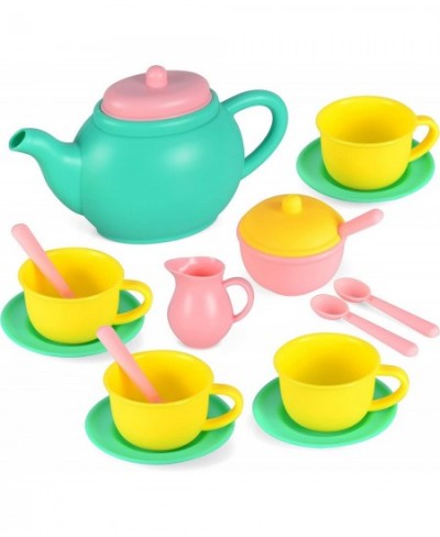 18PCS Pretend Play Tea Party Set Play Food Accessories BPA Free Phthalates Free Plastic Tea Set Mini Kitchen for Kids Gifts f...